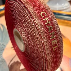 CHANEL Luxurious Red and Gold Ribbon